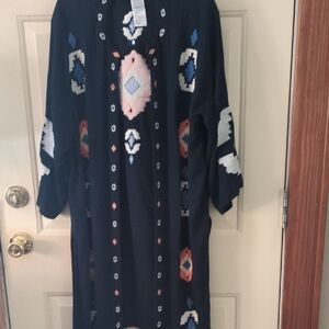 Chico's Navy Embroidered Kimono